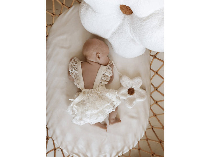 Attache tétine doudou fleur - Camel
