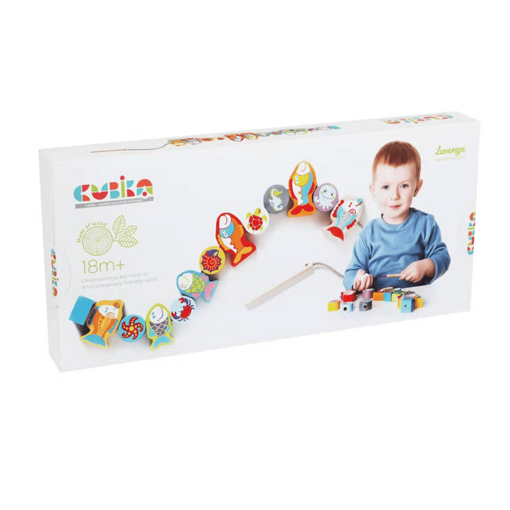 Jeu de poissons en bois à enfiler – jeu d’éveil éducatif