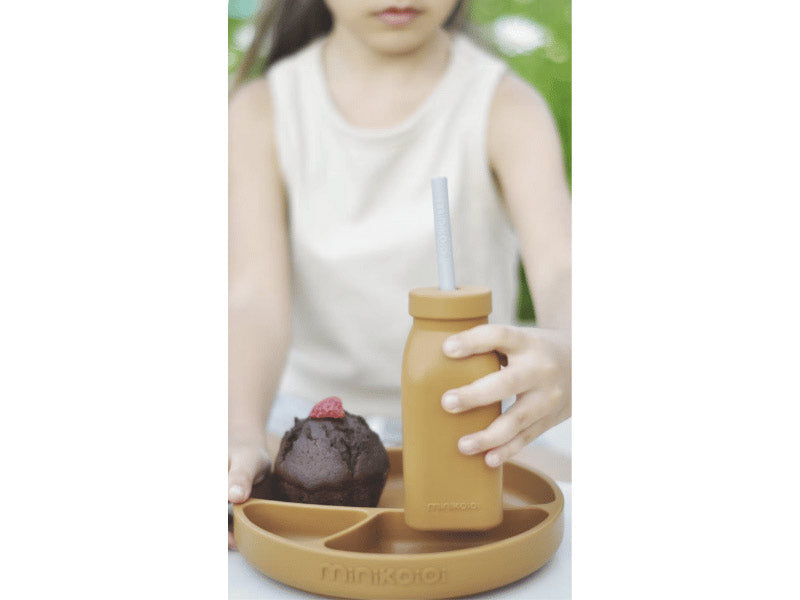 Bouteille d’apprentissage en silicone avec paille  - Tilleul