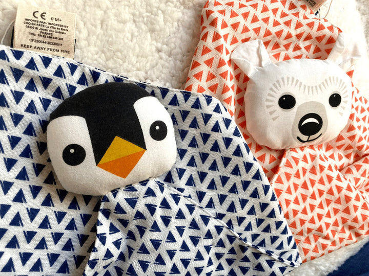 Doudou pingouin en coton bio