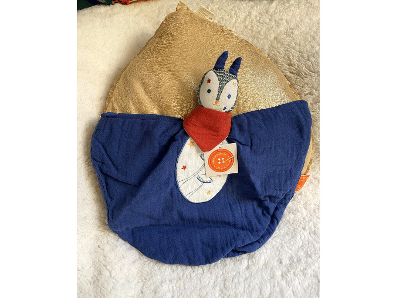 Doudou renard en gaze de coton - Bleu nuit
