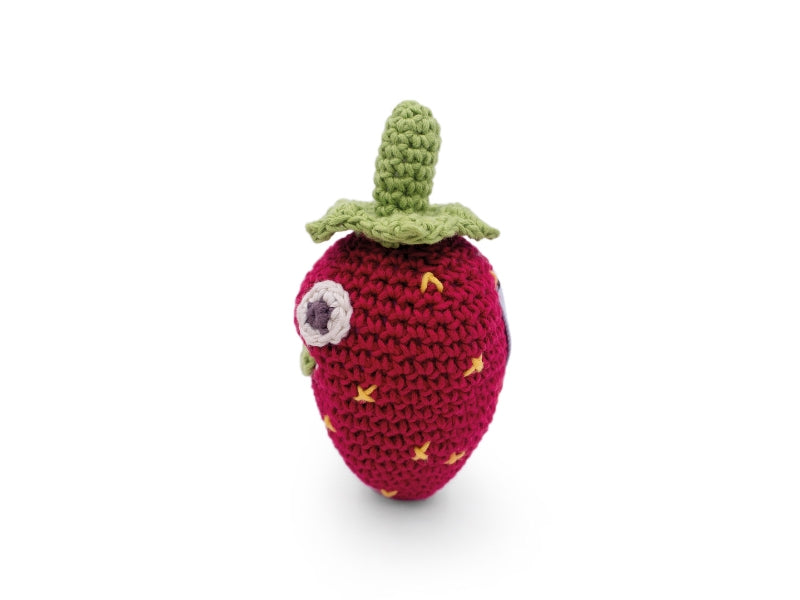 Hochet fraises en coton bio