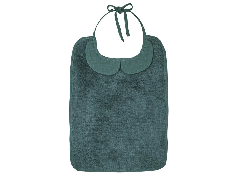 Grand bavoir bambou et gaze de coton - Vert paon