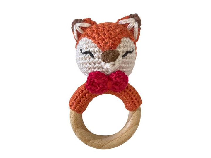 Hochet renard au crochet - compagnon sensoriel tout doux