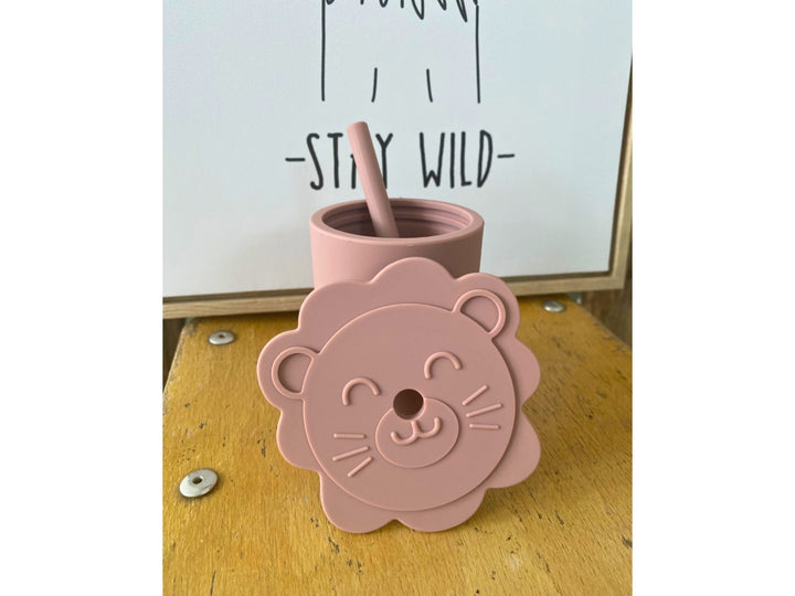 Verre lion à paille en silicone – pratique, sûr et ludique pour bébé