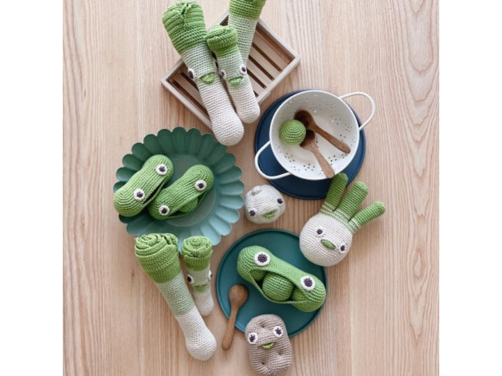 Hochet petits pois en coton bio