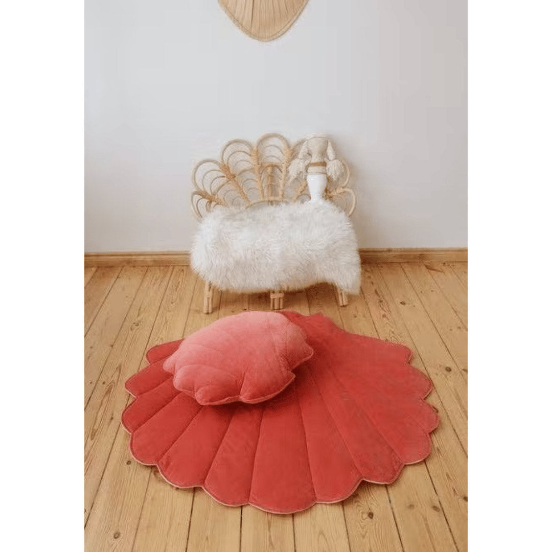Tapis de jeu en lin coquillage – corail, décoratif &amp; confortable