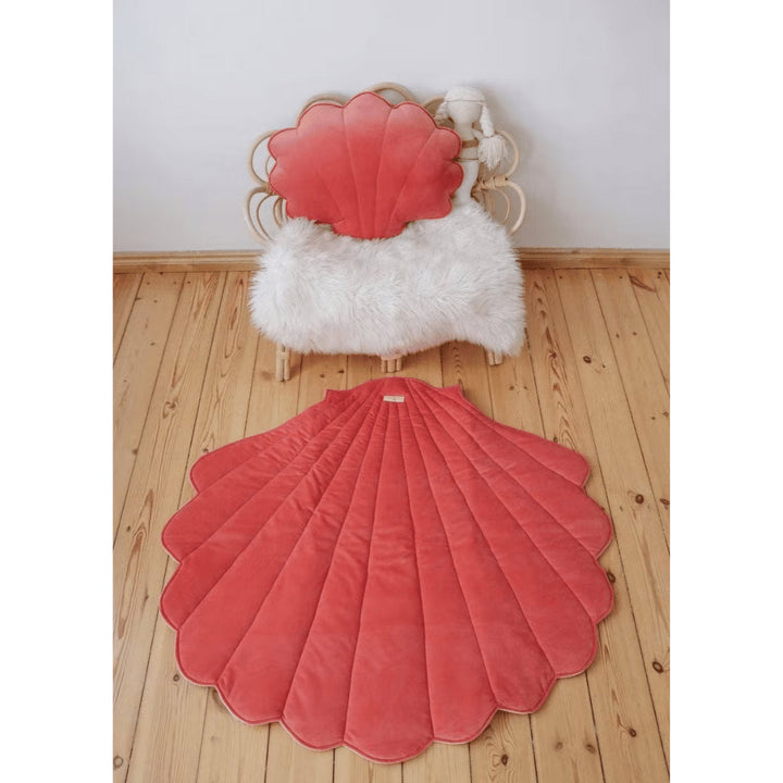Tapis de jeu en lin coquillage – corail, décoratif &amp; confortable