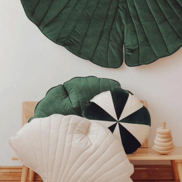 Tapis de jeu en velours feuille de ginkgo – vert, doux &amp; décoratif