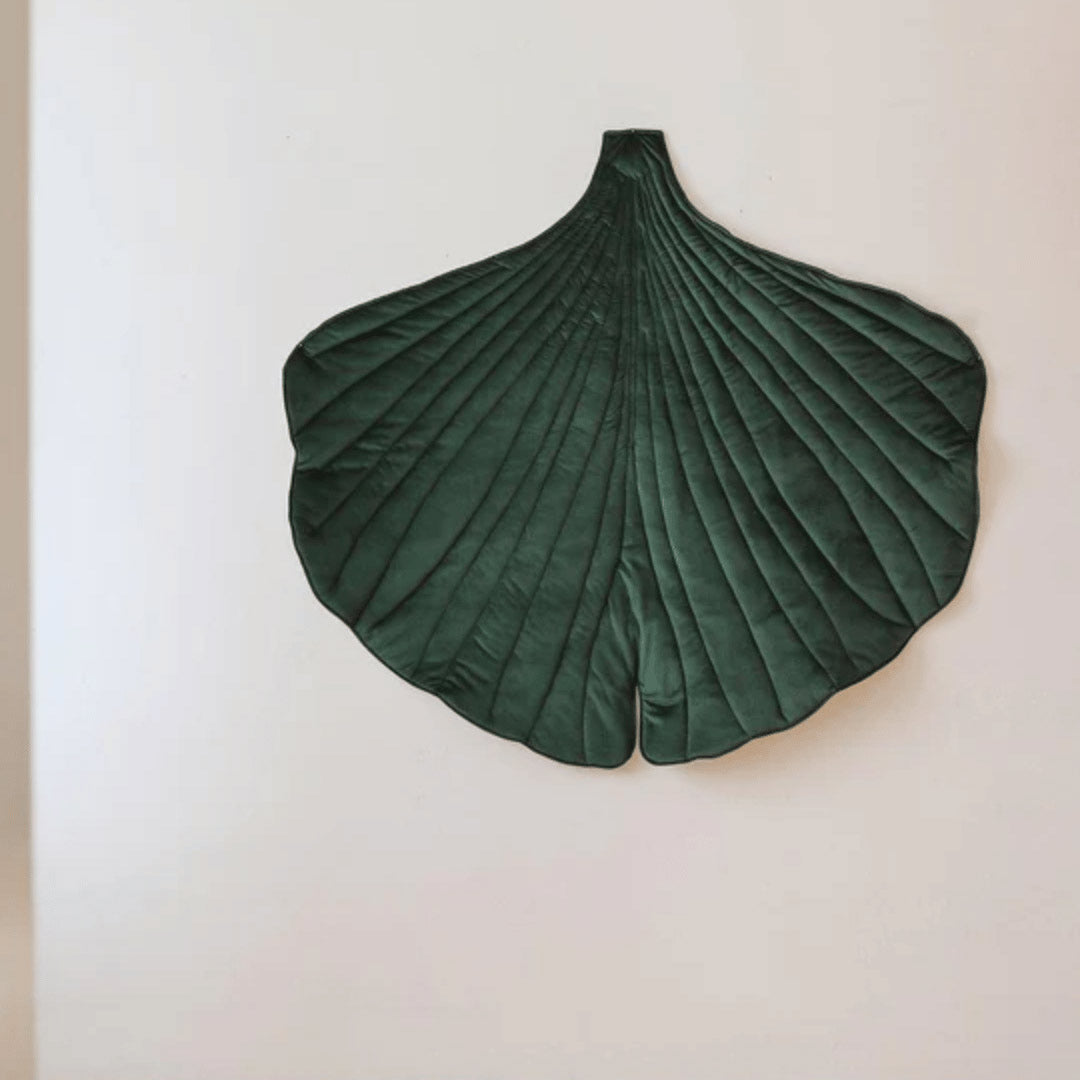Tapis de jeu en velours feuille de ginkgo – vert, doux &amp; décoratif