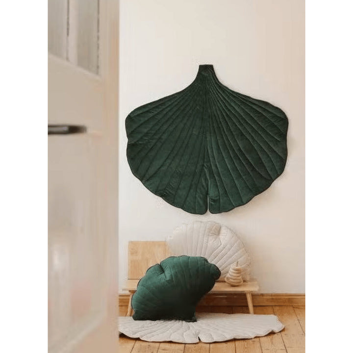 Tapis de jeu en velours feuille de ginkgo – vert, doux &amp; décoratif
