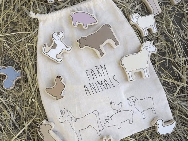 Animaux de la ferme en bois