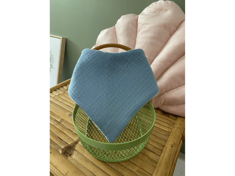 Bavoir bandana en gaze de coton et éponge bambou - couleur unie