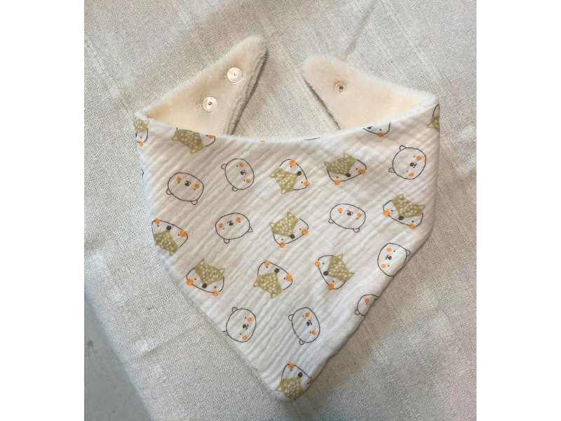 Bavoir bandana en gaze de coton &amp; éponge bambou – motifs - Made in Berry