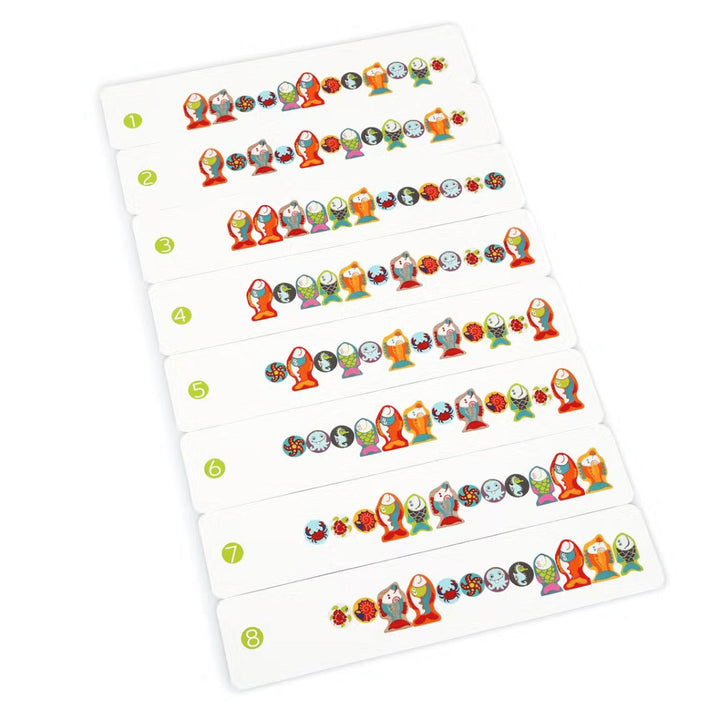 Jeu de poissons en bois à enfiler – jeu d’éveil éducatif