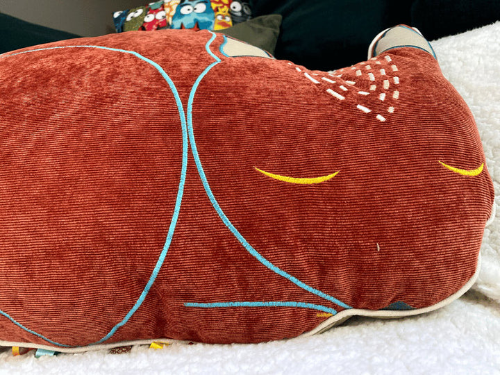 Coussin range pyjama écureuil - Brique