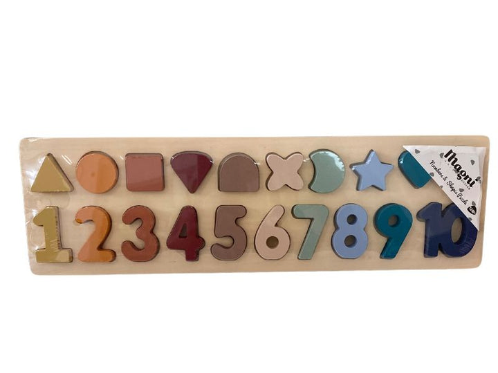 Puzzle d’éveil chiffres &amp; formes en bois – 20 pièces