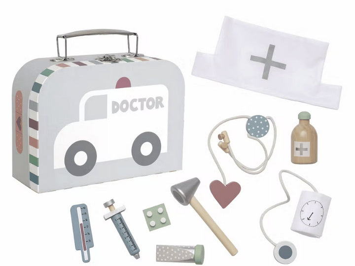 Mallette de docteur avec accéssoires en bois