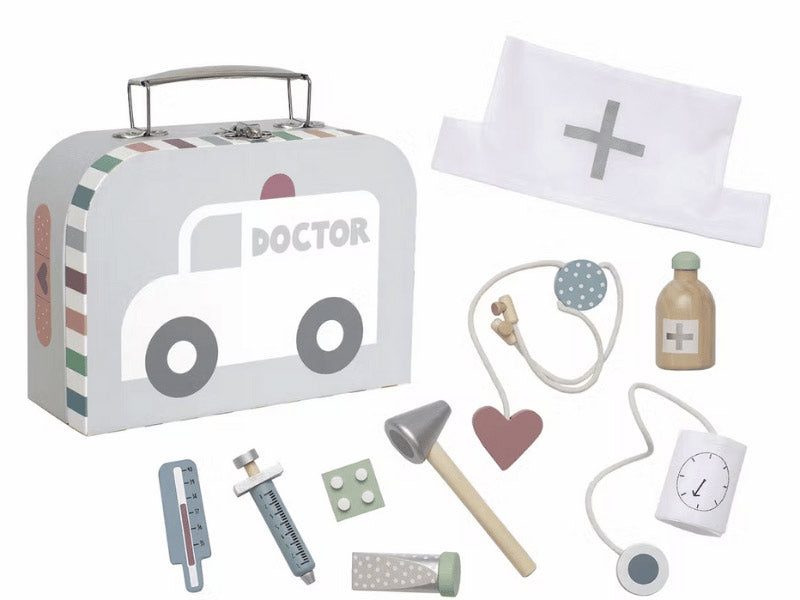 Mallette de docteur avec accéssoires en bois