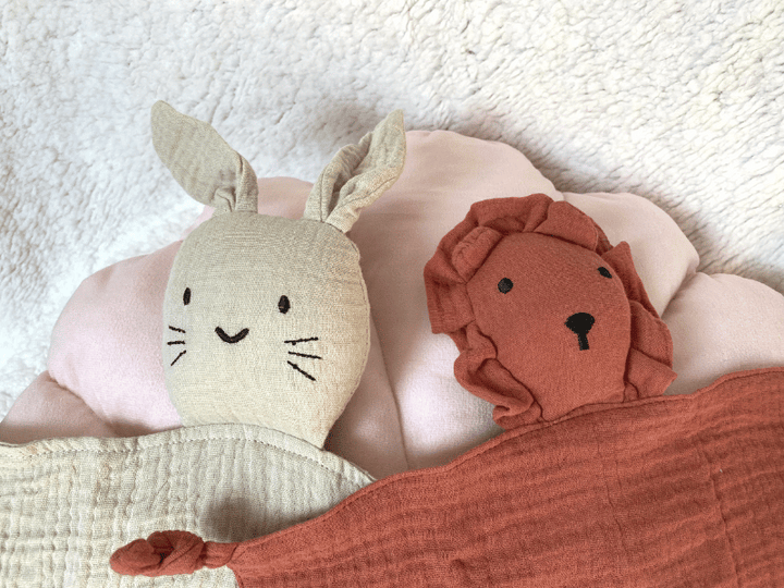 Doudou lapin en gaze de coton - Beige