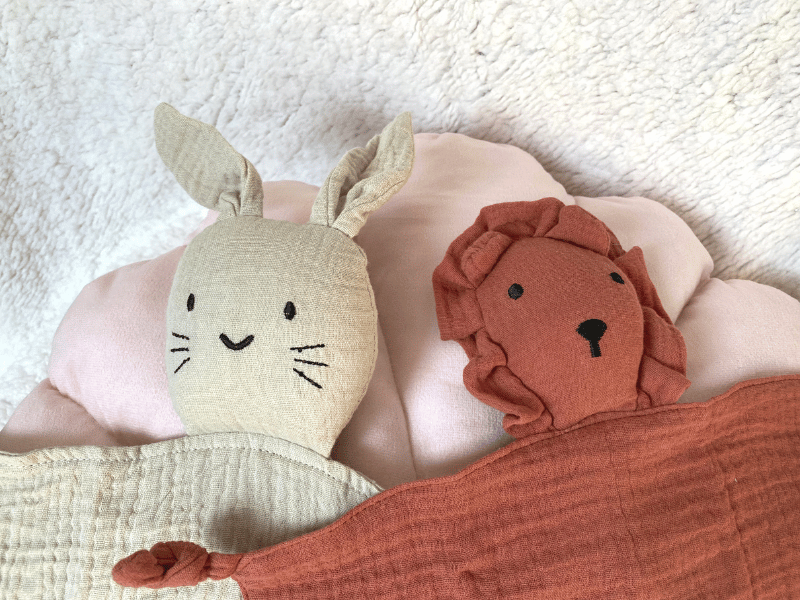 Doudou lapin en gaze de coton - Beige