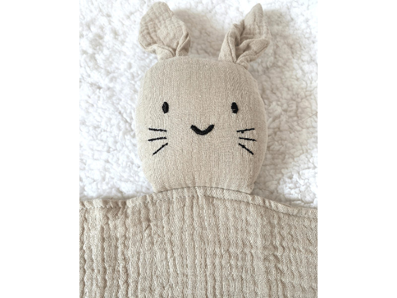 Doudou lapin en gaze de coton - Beige