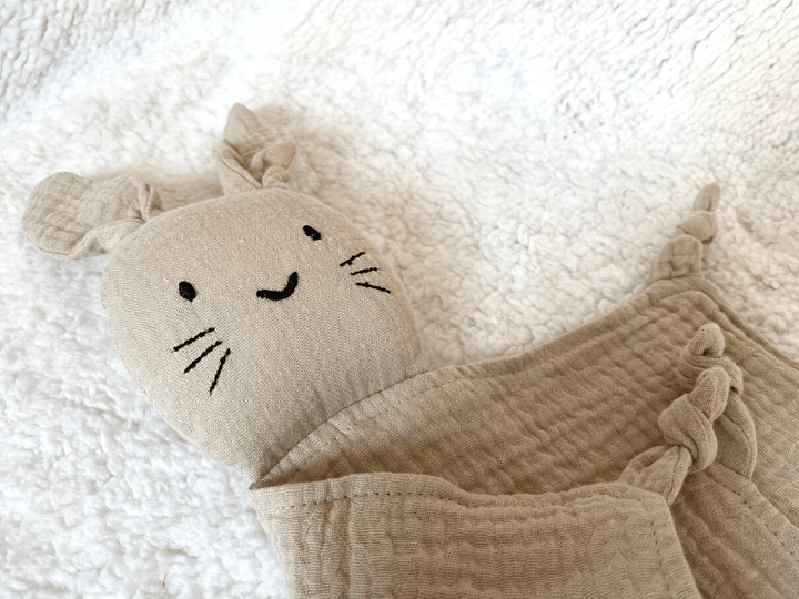 Doudou lapin en gaze de coton - Beige