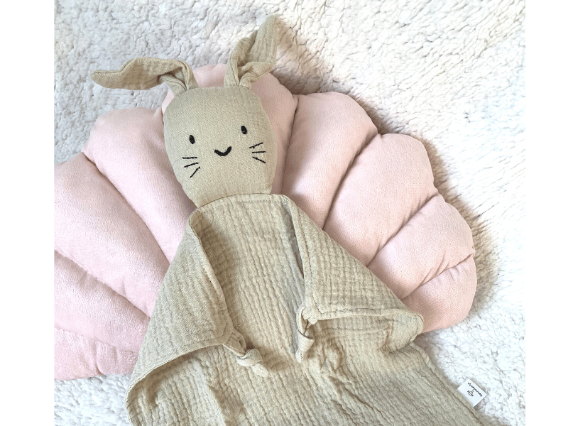 Doudou lapin en gaze de coton - Beige