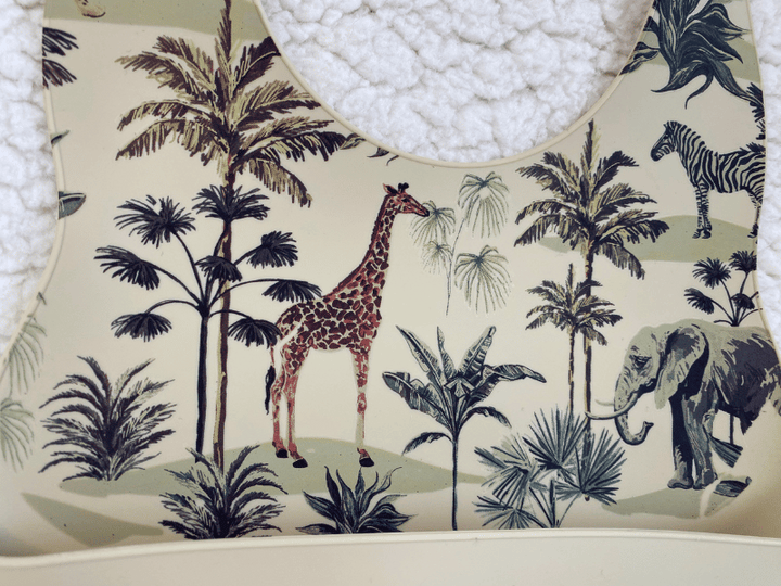 Coffret repas silicone jungle (bol, cuillère et 2 bavoirs) - Gris