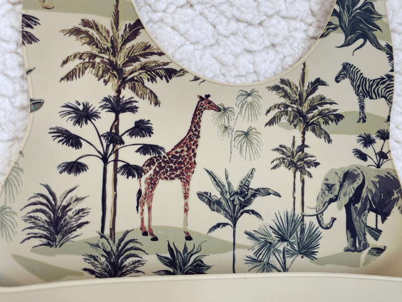 Coffret repas silicone jungle (bol, cuillère et 2 bavoirs) - Gris
