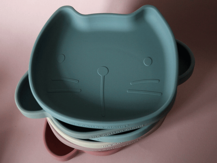 Assiette chat en silicone - Bleu