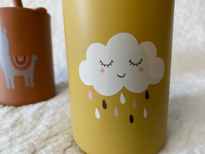 Gobelet en silicone avec paille - Jaune