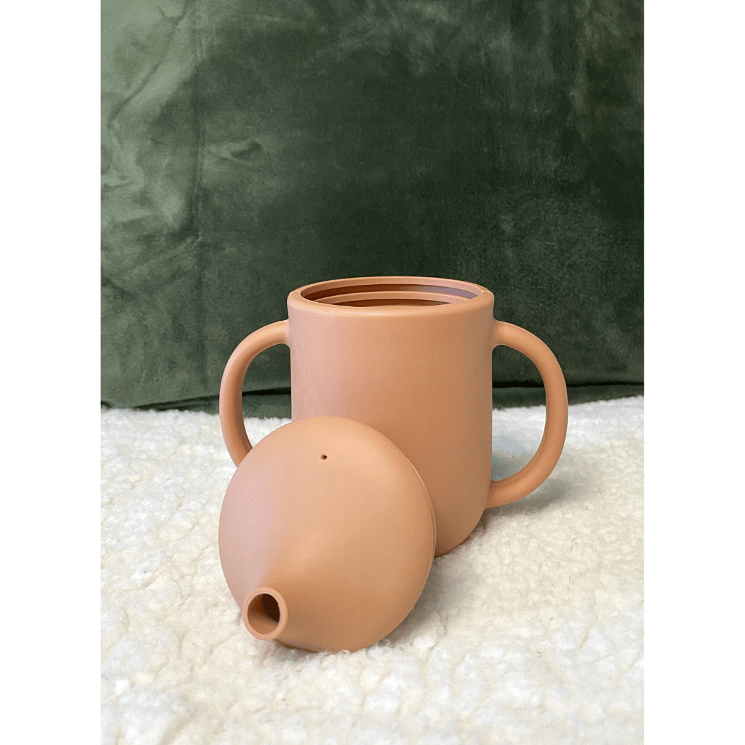 gobelet en silicone avec paille - par 2 - Sauge/Pèche
