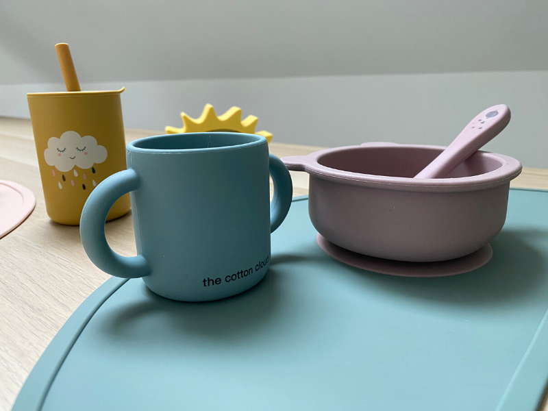 Set de table demi lune en silicone - Bleu